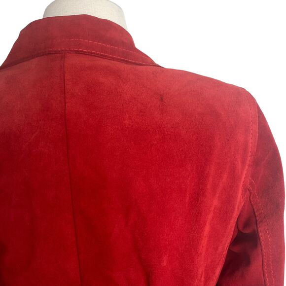 Vera Pelle Masterpelle Handcrafted Italian Cherry Red Suede Italy Leather Jacket - Picture 6 of 13